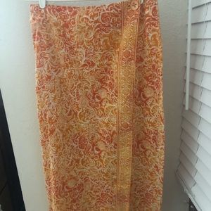 Josephine Chaus Tangerine Cotton Wrap Skirt Sarong
